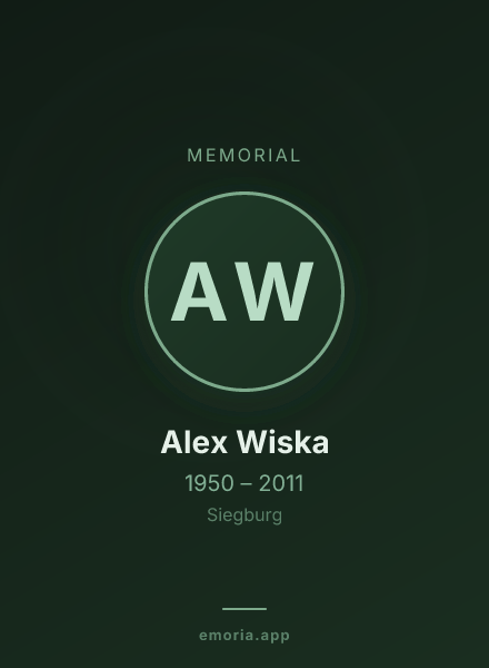 Memorial portrait of Alex Wiska