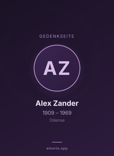 Gedenkportrait von Alex Zander
