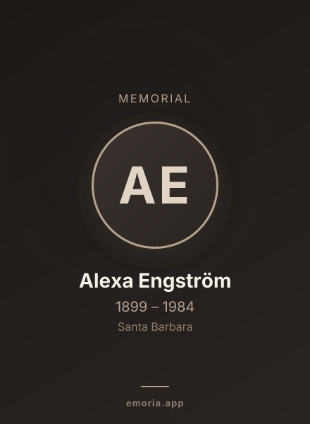Memorial portrait of Alexa Engström