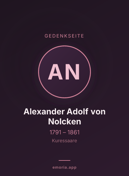 Gedenkportrait von Alexander Adolf von Nolcken