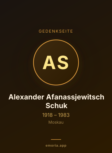 Gedenkportrait von Alexander Afanassjewitsch Schuk