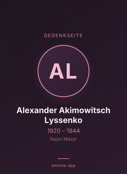 Gedenkportrait von Alexander Akimowitsch Lyssenko