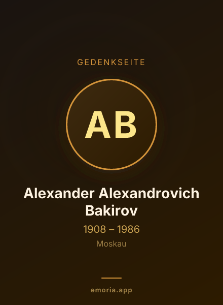 Gedenkportrait von Alexander Alexandrovich Bakirov