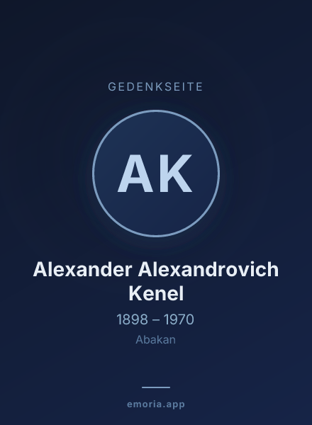 Gedenkportrait von Alexander Alexandrovich Kenel