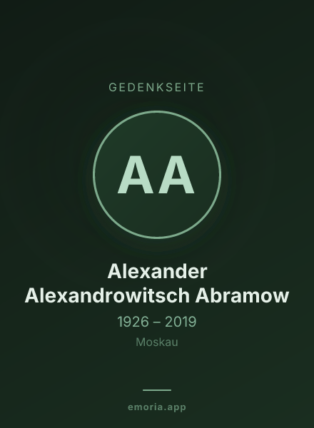 Gedenkportrait von Alexander Alexandrowitsch Abramow