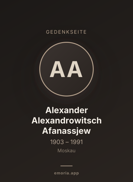 Gedenkportrait von Alexander Alexandrowitsch Afanassjew