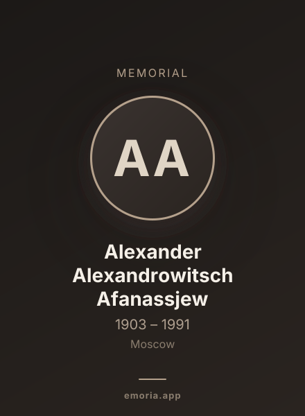 Memorial portrait of Alexander Alexandrowitsch Afanassjew