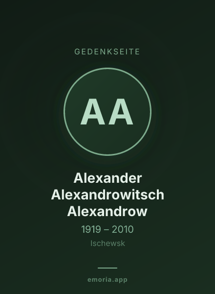 Gedenkportrait von Alexander Alexandrowitsch Alexandrow