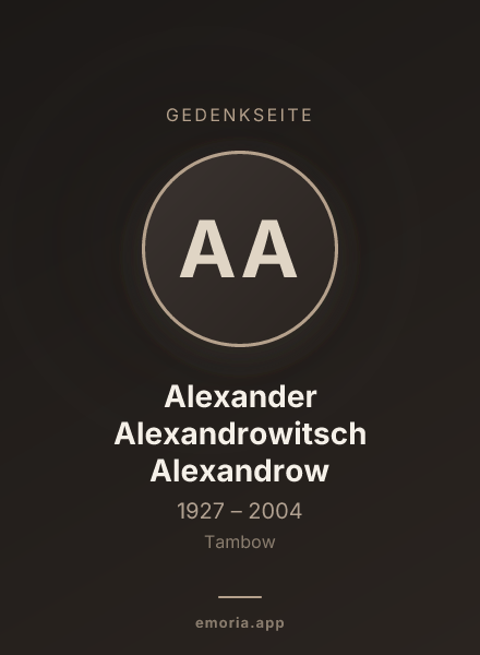 Gedenkportrait von Alexander Alexandrowitsch Alexandrow