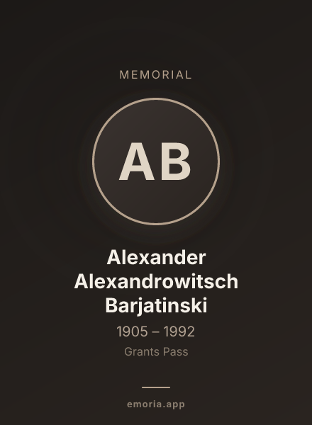 Memorial portrait of Alexander Alexandrowitsch Barjatinski