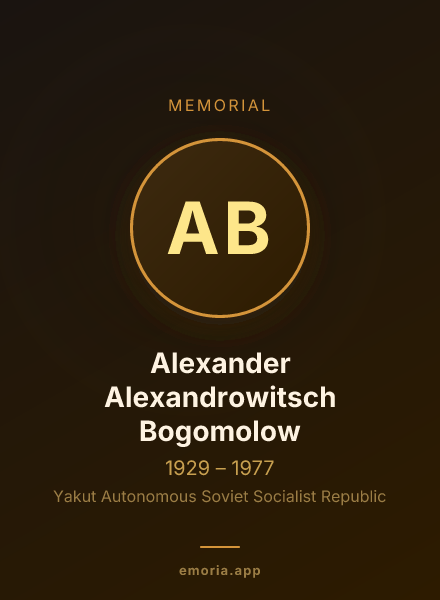 Memorial portrait of Alexander Alexandrowitsch Bogomolow