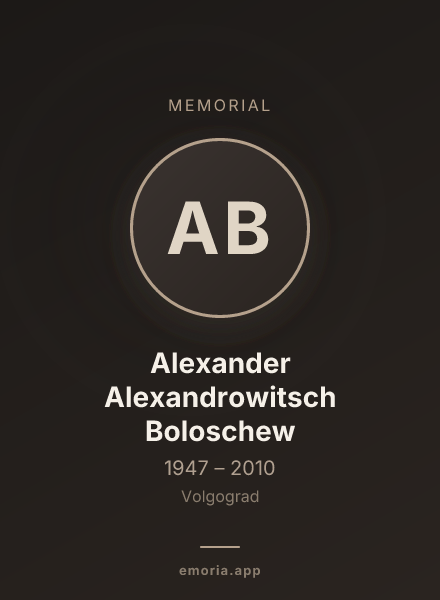 Memorial portrait of Alexander Alexandrowitsch Boloschew