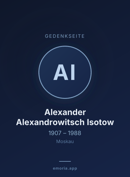 Gedenkportrait von Alexander Alexandrowitsch Isotow