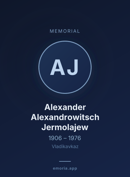 Memorial portrait of Alexander Alexandrowitsch Jermolajew