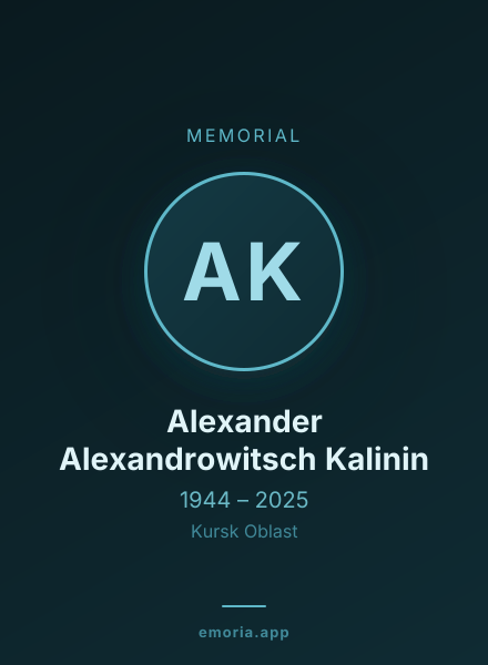 Memorial portrait of Alexander Alexandrowitsch Kalinin