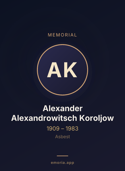 Memorial portrait of Alexander Alexandrowitsch Koroljow