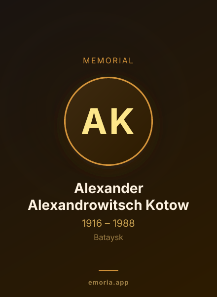 Memorial portrait of Alexander Alexandrowitsch Kotow