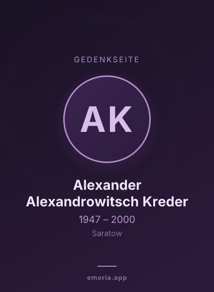Gedenkportrait von Alexander Alexandrowitsch Kreder