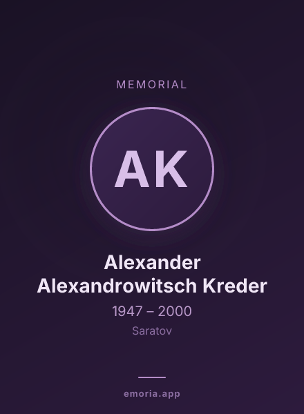 Memorial portrait of Alexander Alexandrowitsch Kreder