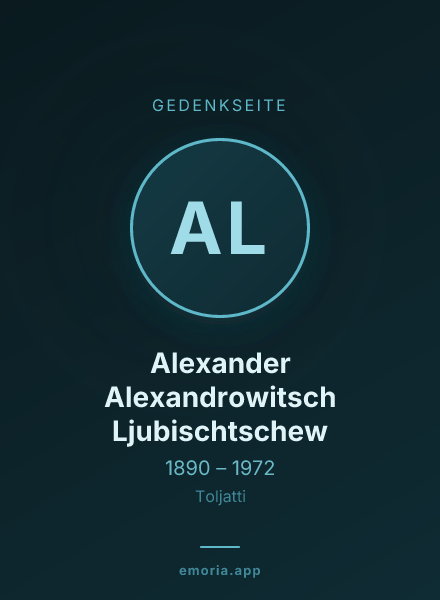 Gedenkportrait von Alexander Alexandrowitsch Ljubischtschew
