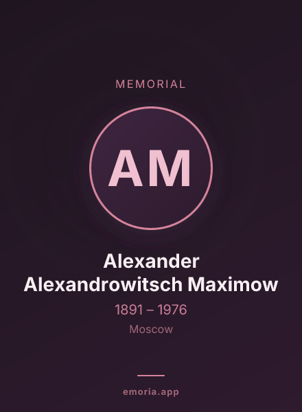 Memorial portrait of Alexander Alexandrowitsch Maximow