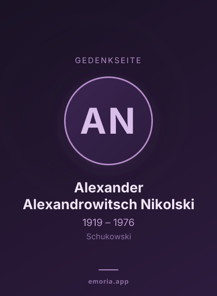 Gedenkportrait von Alexander Alexandrowitsch Nikolski