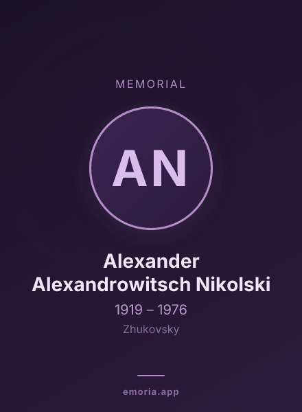 Memorial portrait of Alexander Alexandrowitsch Nikolski