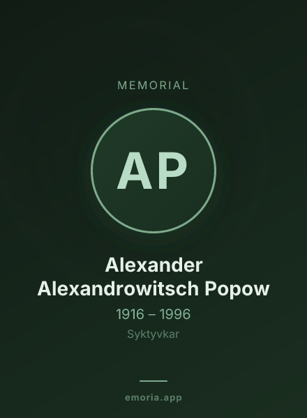 Memorial portrait of Alexander Alexandrowitsch Popow