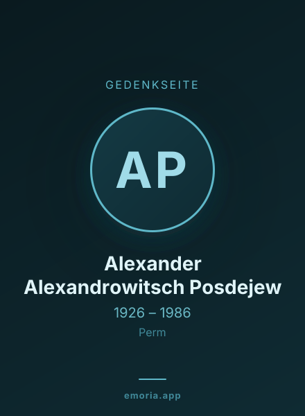 Gedenkportrait von Alexander Alexandrowitsch Posdejew