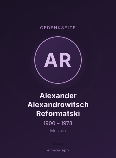 Gedenkportrait von Alexander Alexandrowitsch Reformatski