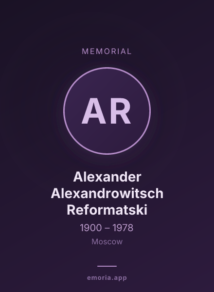 Memorial portrait of Alexander Alexandrowitsch Reformatski