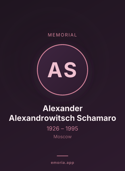 Memorial portrait of Alexander Alexandrowitsch Schamaro