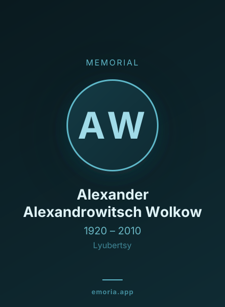 Memorial portrait of Alexander Alexandrowitsch Wolkow
