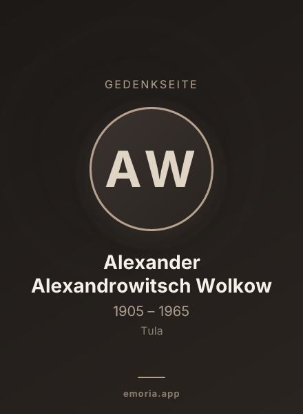 Gedenkportrait von Alexander Alexandrowitsch Wolkow