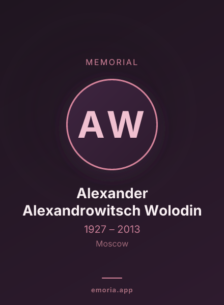 Memorial portrait of Alexander Alexandrowitsch Wolodin