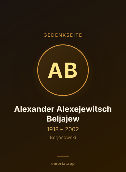 Gedenkportrait von Alexander Alexejewitsch Beljajew
