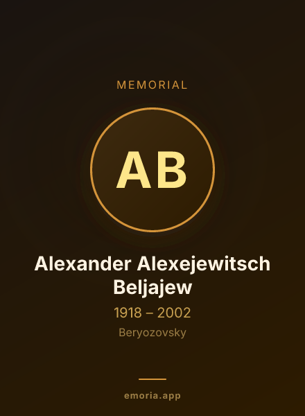 Memorial portrait of Alexander Alexejewitsch Beljajew