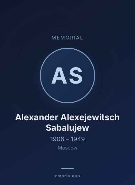 Memorial portrait of Alexander Alexejewitsch Sabalujew