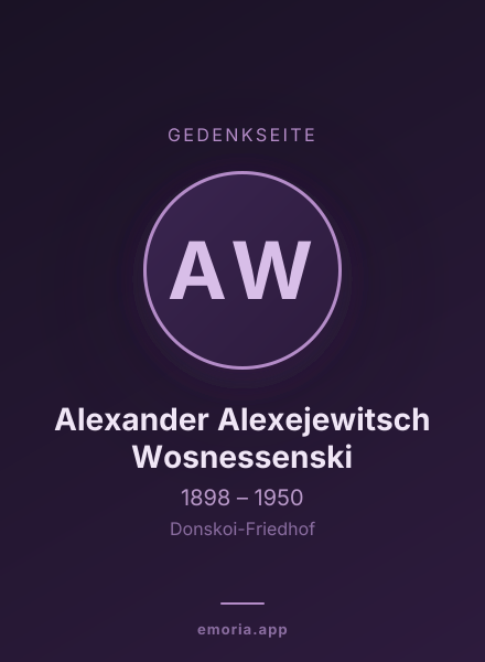 Gedenkportrait von Alexander Alexejewitsch Wosnessenski