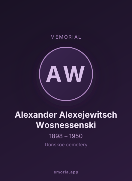Memorial portrait of Alexander Alexejewitsch Wosnessenski