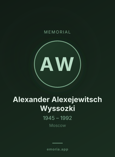 Memorial portrait of Alexander Alexejewitsch Wyssozki