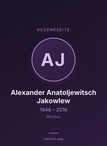Gedenkportrait von Alexander Anatoljewitsch Jakowlew