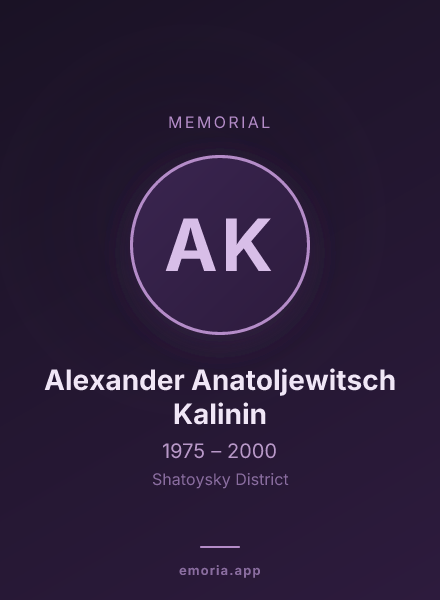 Memorial portrait of Alexander Anatoljewitsch Kalinin