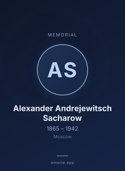 Memorial portrait of Alexander Andrejewitsch Sacharow