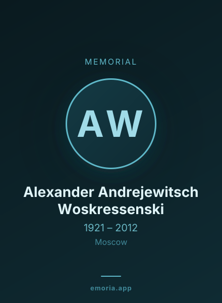Memorial portrait of Alexander Andrejewitsch Woskressenski