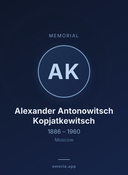 Memorial portrait of Alexander Antonowitsch Kopjatkewitsch