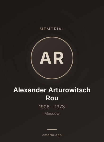 Memorial portrait of Alexander Arturowitsch Rou