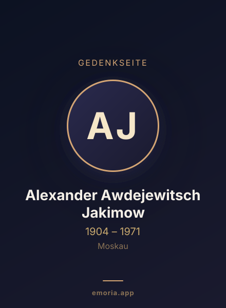 Gedenkportrait von Alexander Awdejewitsch Jakimow