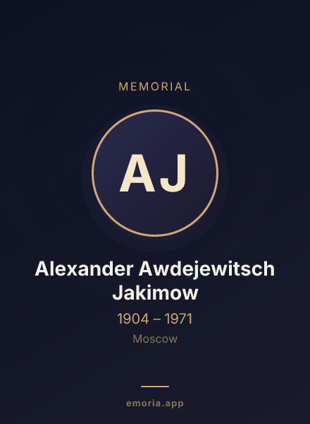 Memorial portrait of Alexander Awdejewitsch Jakimow