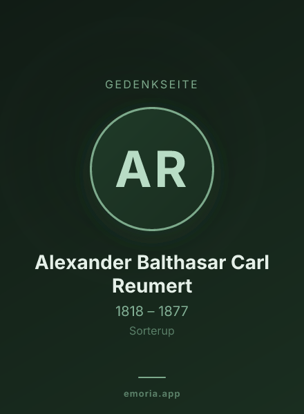 Gedenkportrait von Alexander Balthasar Carl Reumert